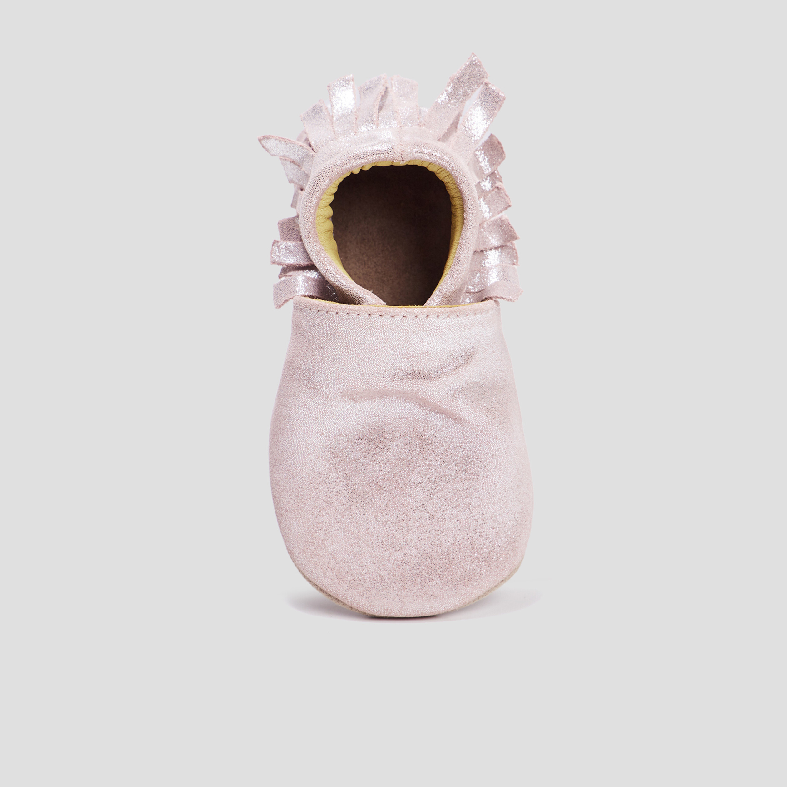 Bottons à franges en cuir jaune or bébé fille | La Halle