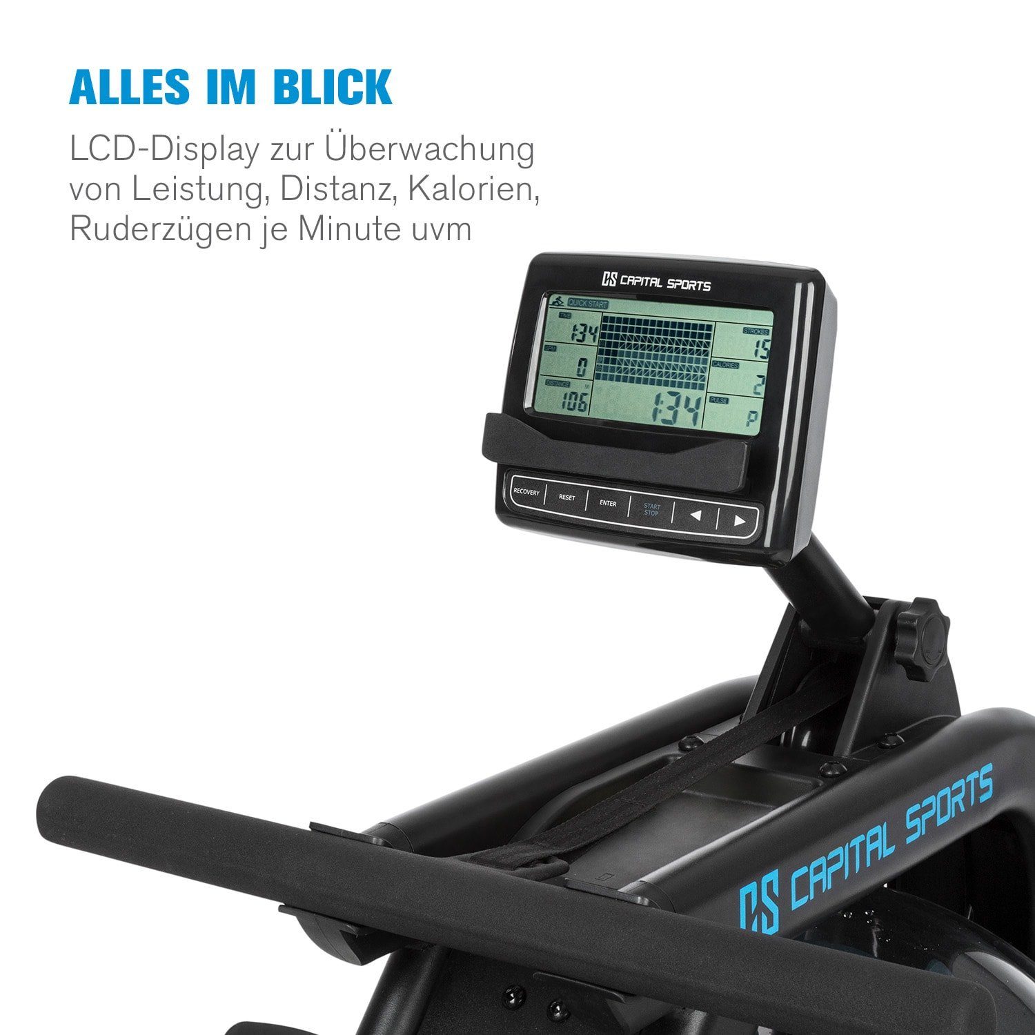Capital Sports Rudermaschine Flow M2 Wasserrudergerät inkl. Trainingscomputer bis 150 kg