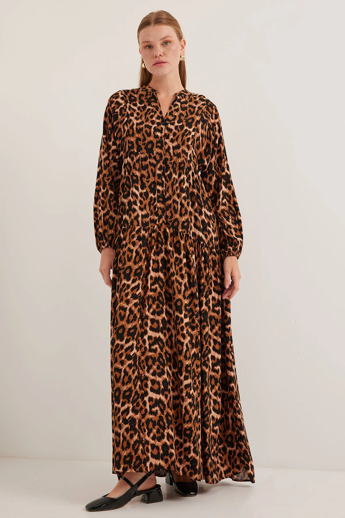 Bigdart  Braun-beiges Viskose-Hijab-Kleid für Damen 2423