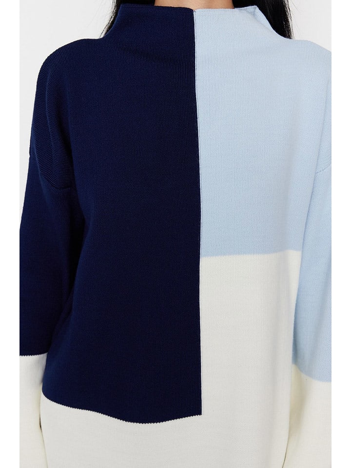 trendyol Pullover in Dunkelblau/ Weiß/ Hellblau günstig kaufen