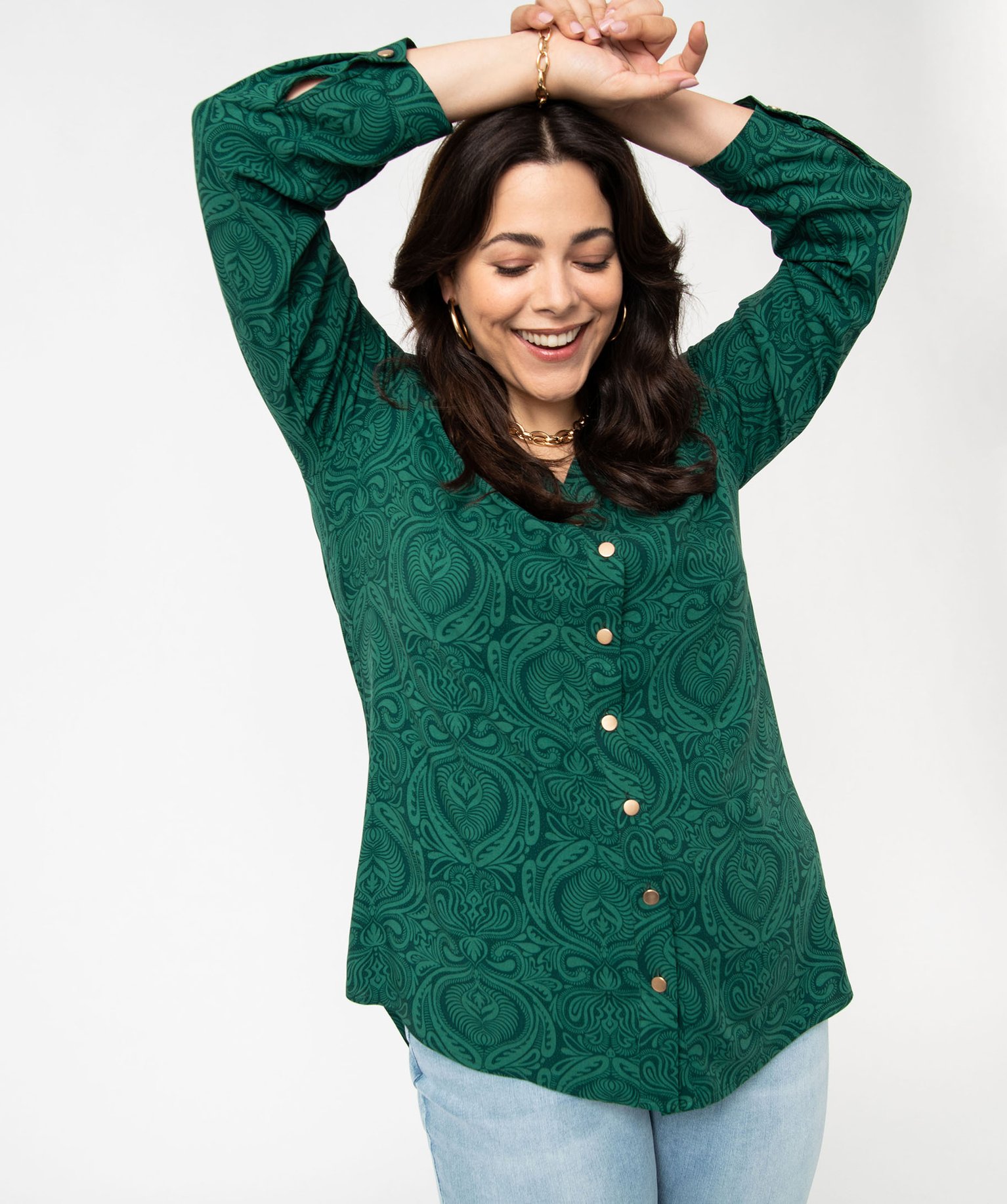 Chemise à manches longues imprimée femme grande taille imprime | GEMO