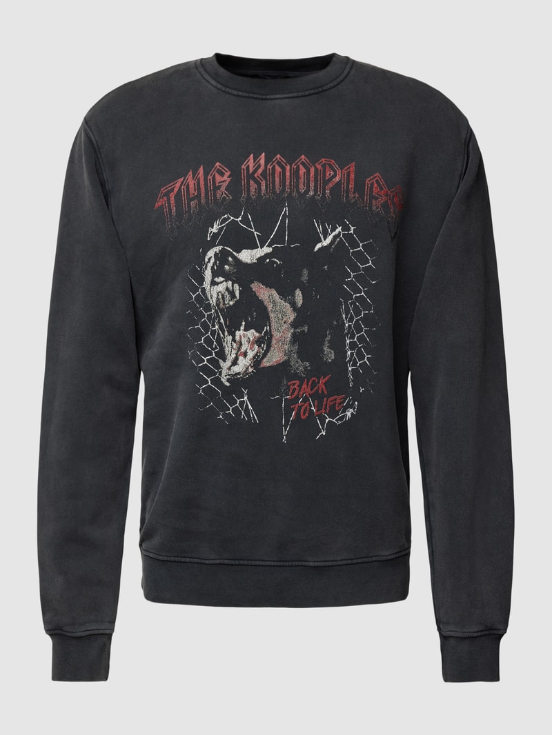 Sweatshirt mit Label-Motiv-Print in schwarz
