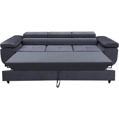 Beautysofa Schlafsofa Couch Dreisitzer Schlafsofa modernen Stil, mit Verstellbare Kopfstütze, Schlaffunktion
