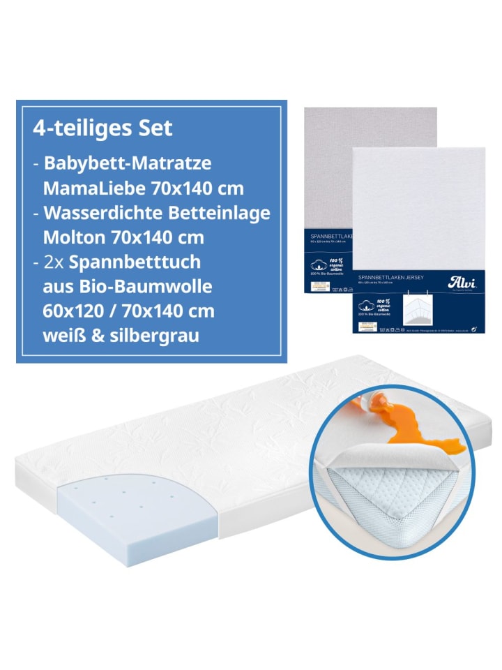 Alvi 4-tlg. Matratzen-Set für Kinderbett 70x140 in weiss günstig kaufen onesize