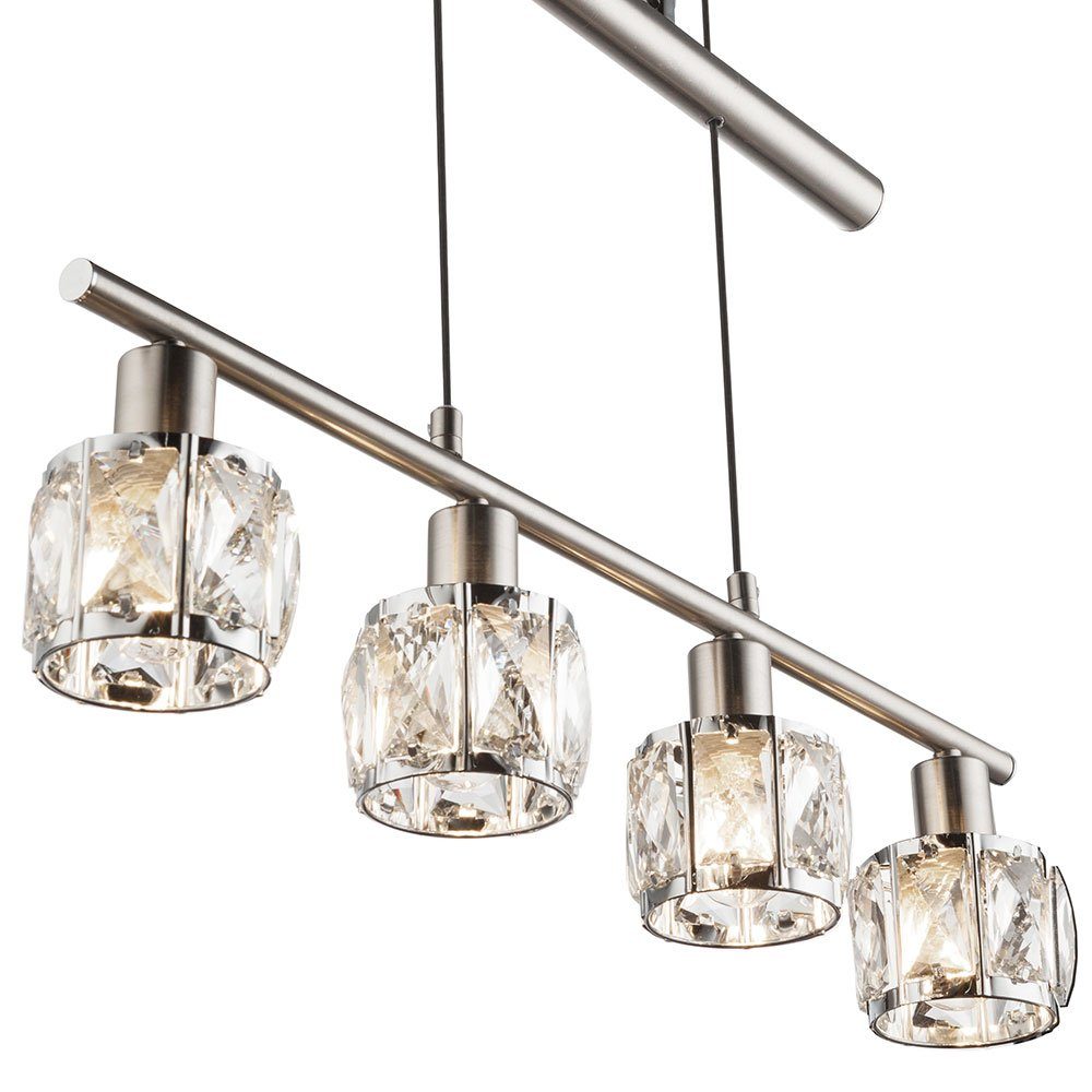 etc-shop Hängeleuchte, Leuchtmittel nicht inklusive, Decken Hänge Leuchte Chrom Wohn Zimmer Glas Kristall Pendel Lampe