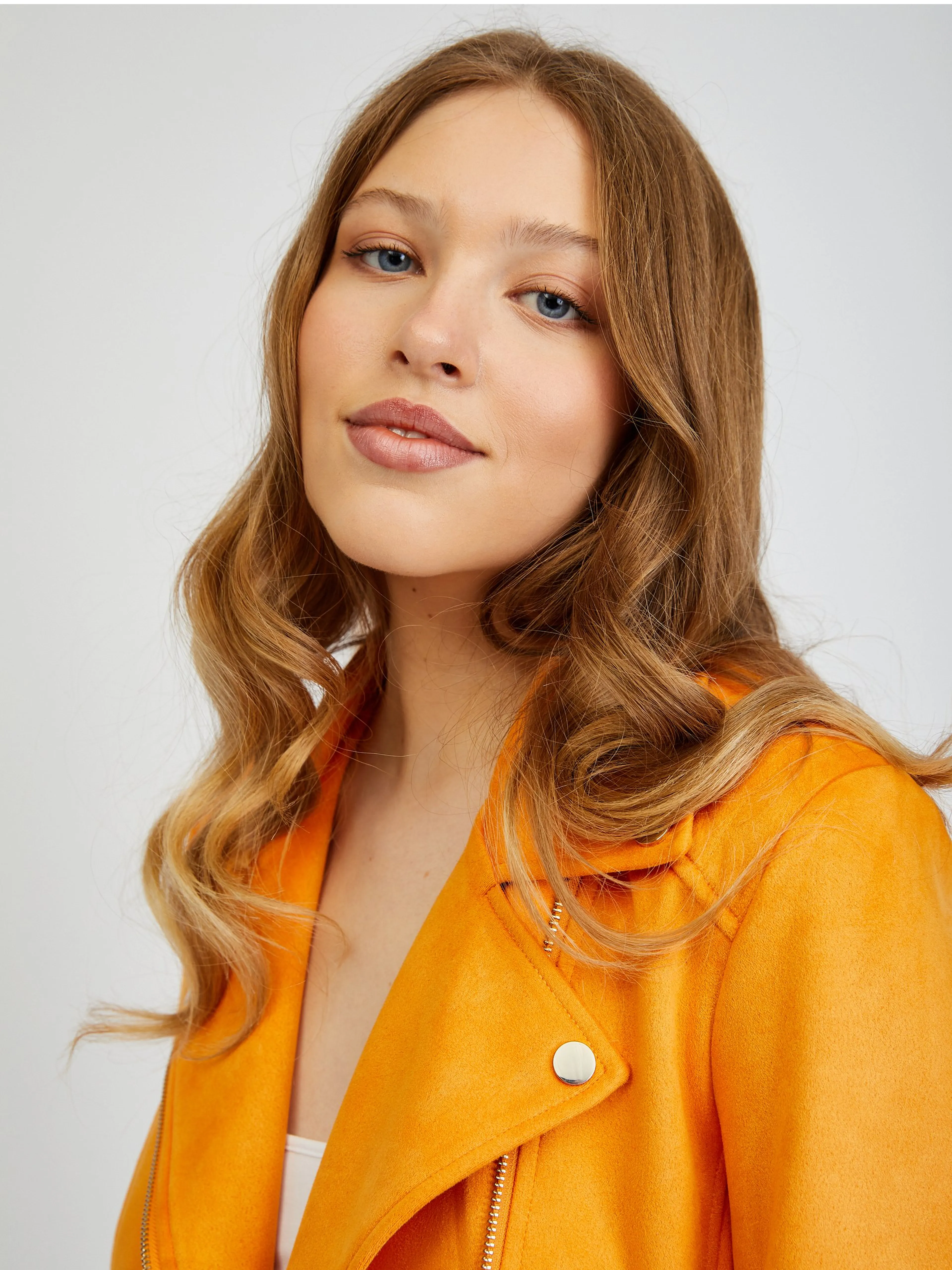 Orangefarbene Damen Wildlederjacke ORSAY