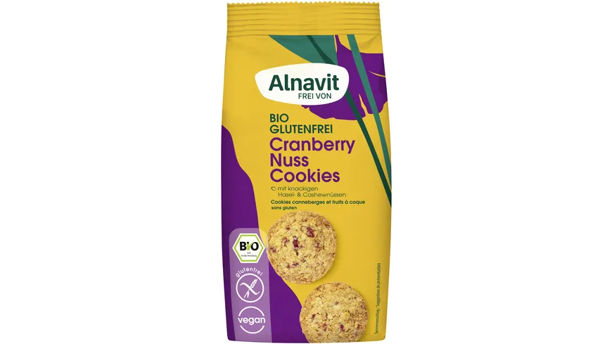 Alnavit Bio Cranberry Nuss Cookies glutenfrei 125 g