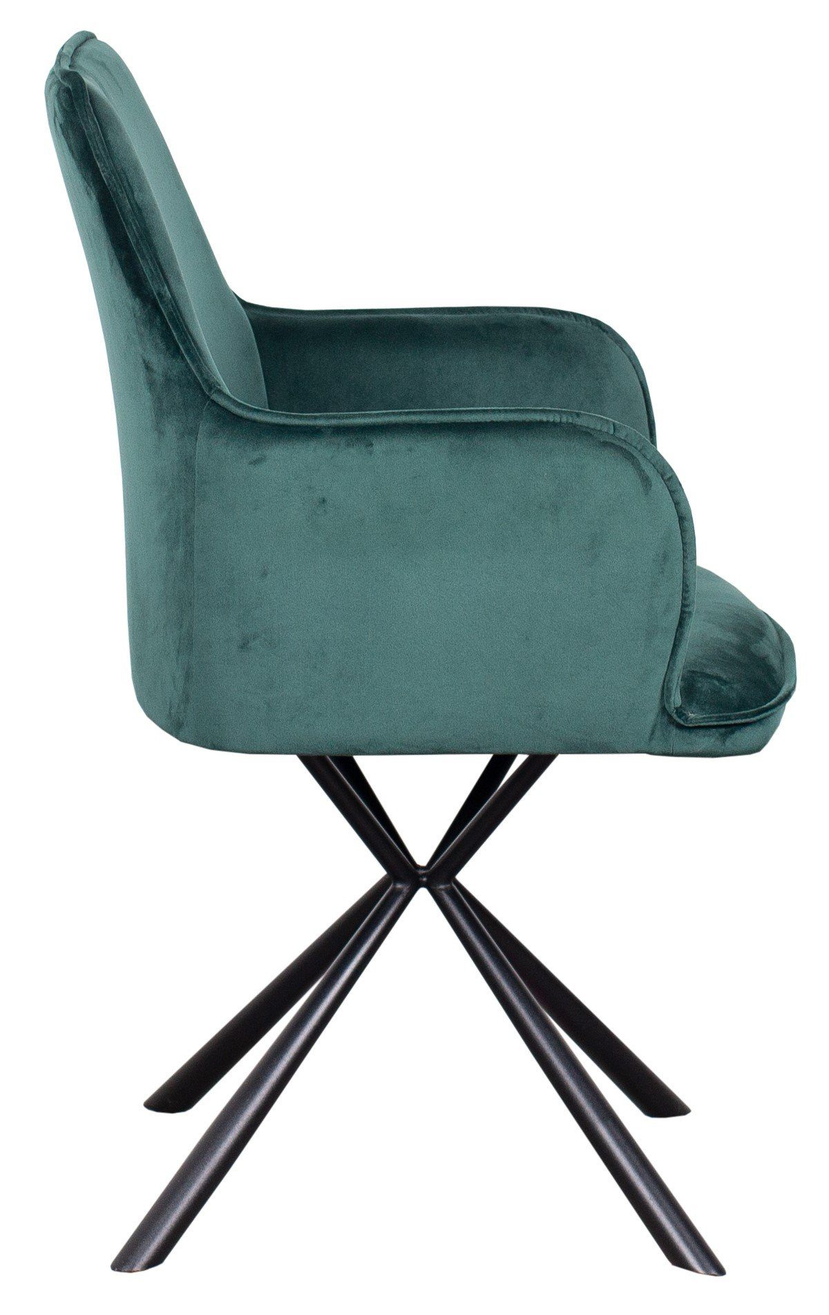 bene living Essgruppe Baumkantentisch Turin, 4er Set Diningsessel Bergamo grün, (Indoormöbelset, 5-tlg), Akazienholz - Samtbezug - Esszimmer, Wohnzimmer, Büro