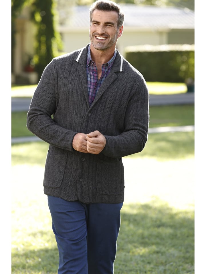 Charles Colby Strickjacke DUKE MODEST in dunkelgrau günstig kaufen