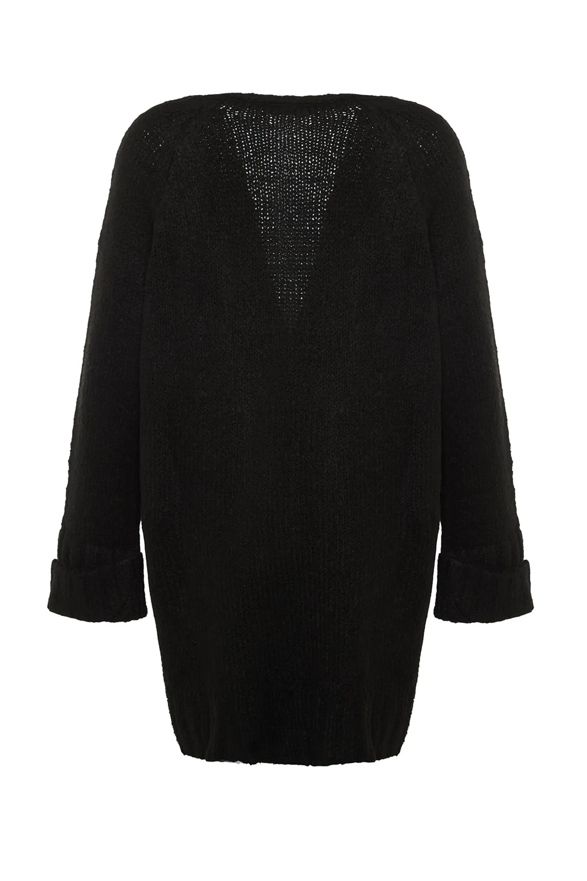 Trendyol Collection  Schwarzer, weicher, strukturierter Strick-Cardigan mit weiter Passform TWOAW21HI0555