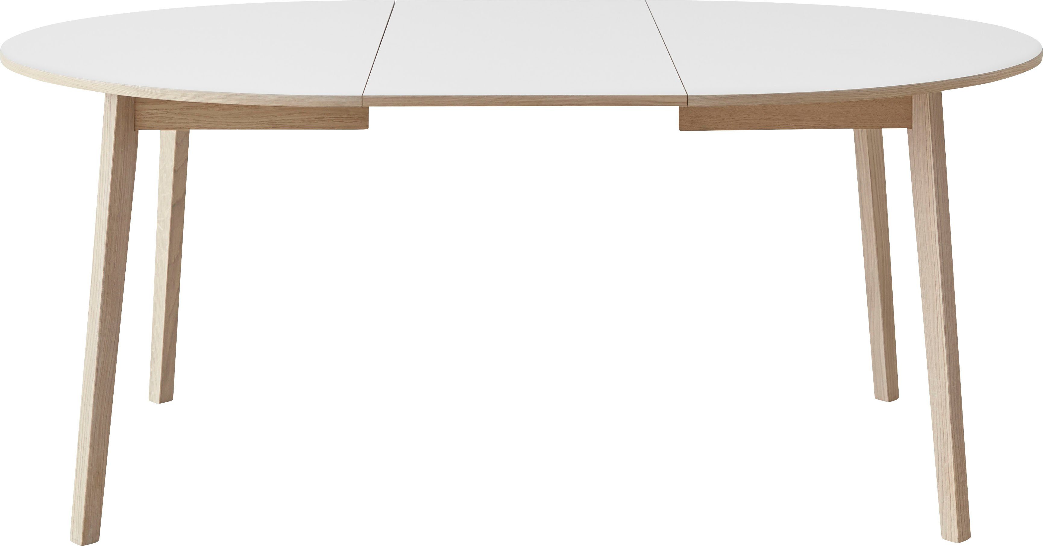 Hammel Furniture Esstisch Basic by Hammel Single, Ø130/228 cm, Gestell aus Massivholz, inklusive 2 Einlegeplatten