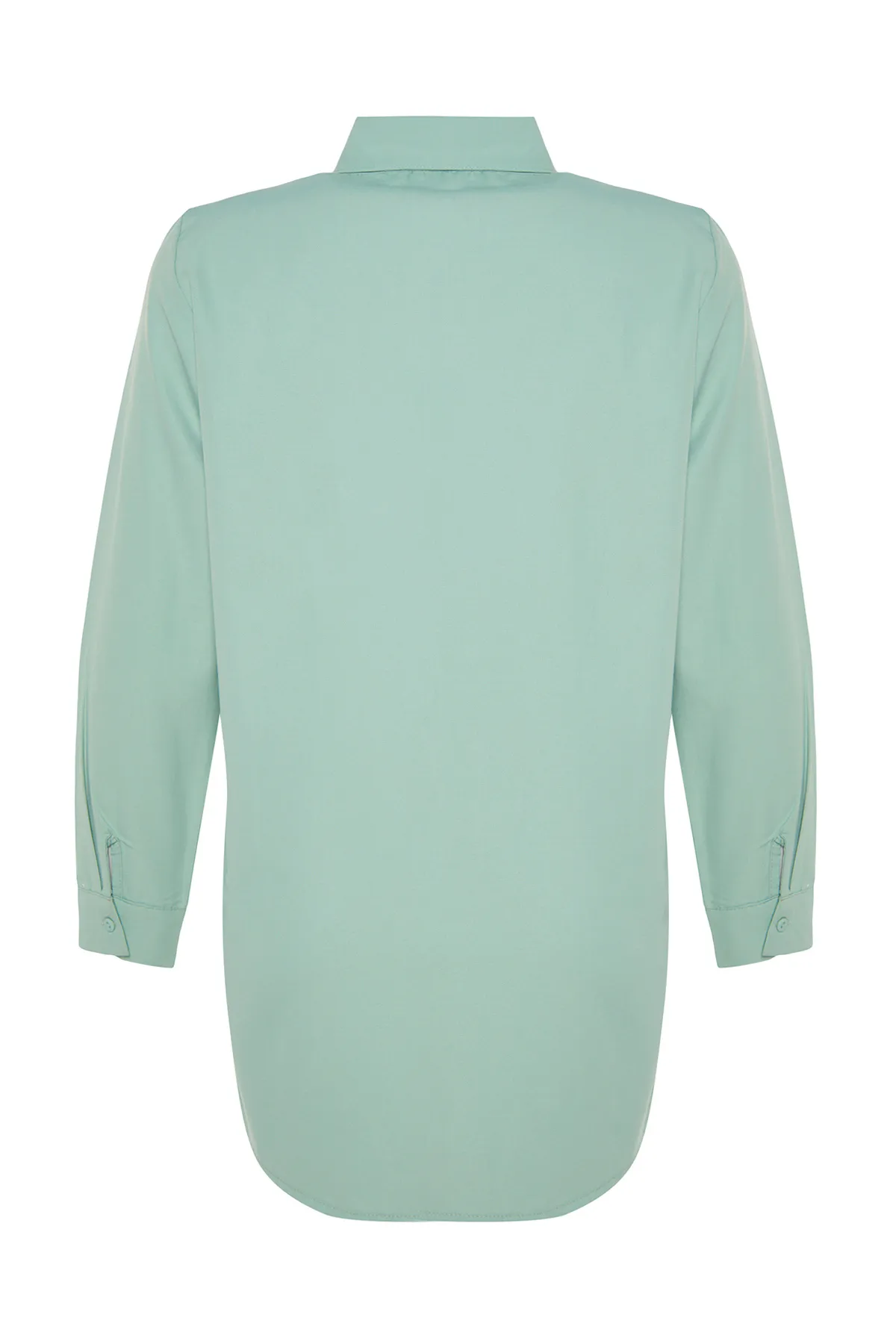 Trendyol Modest  Gewebtes Hemd mit Gürtel in Dunkelmint TCTAW24TG00014