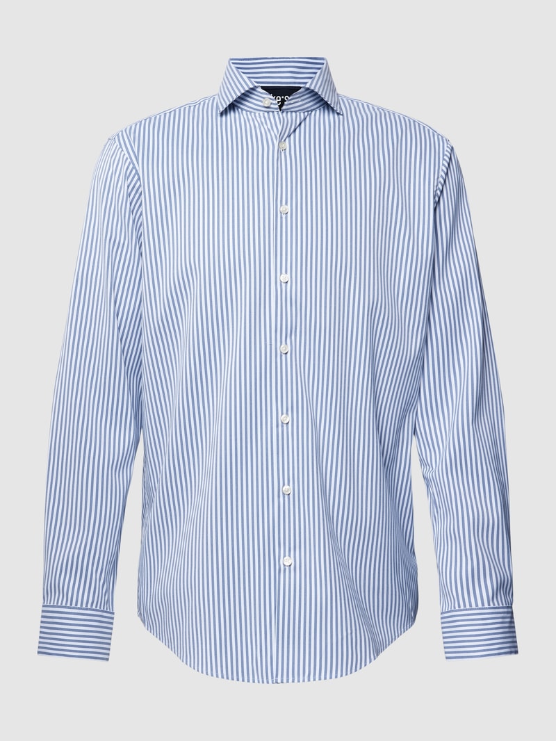 Regular Fit Business-Hemd mit Haifischkragen in marineblau