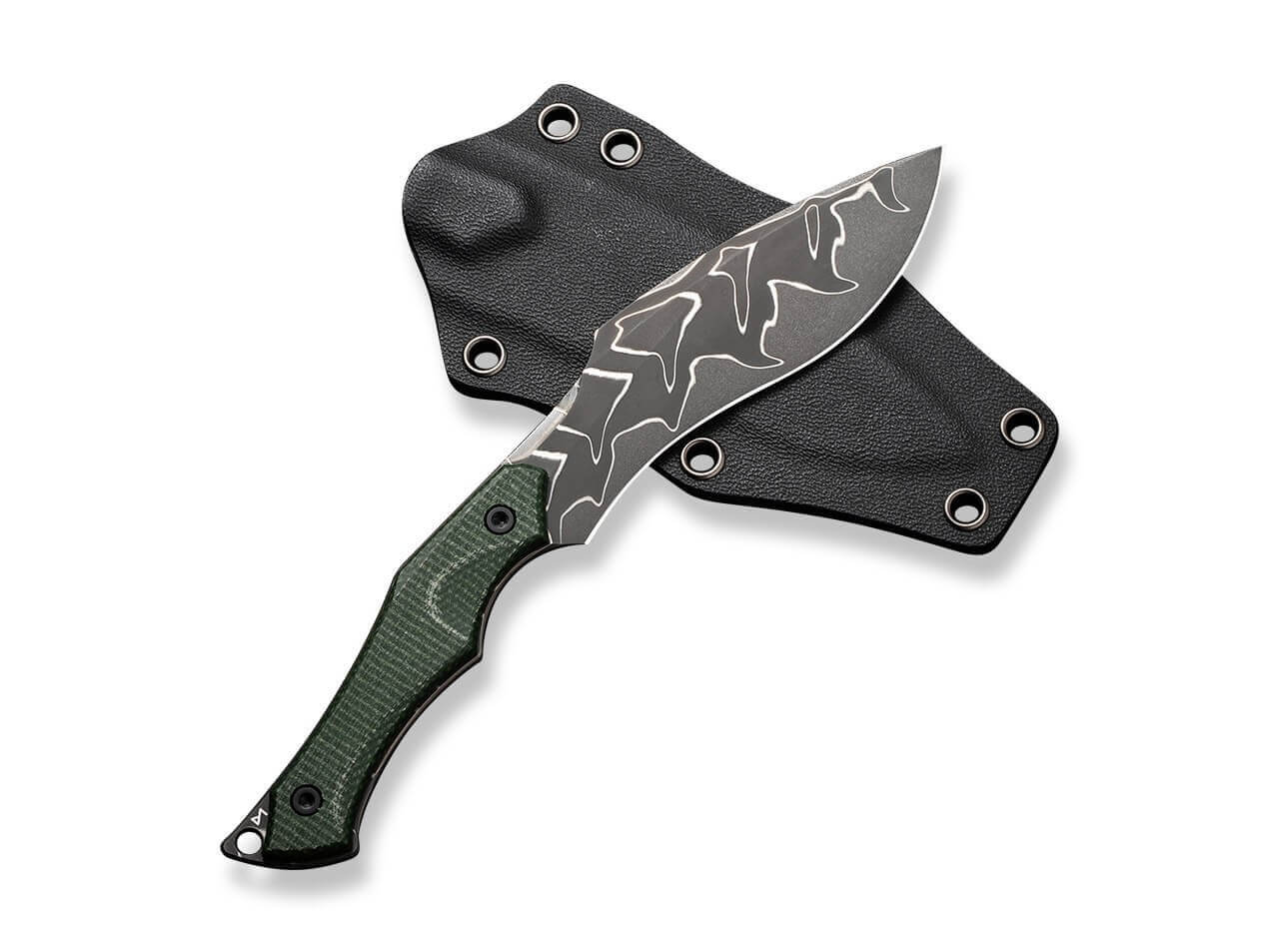 Vaquita II Micarta Green Damascus