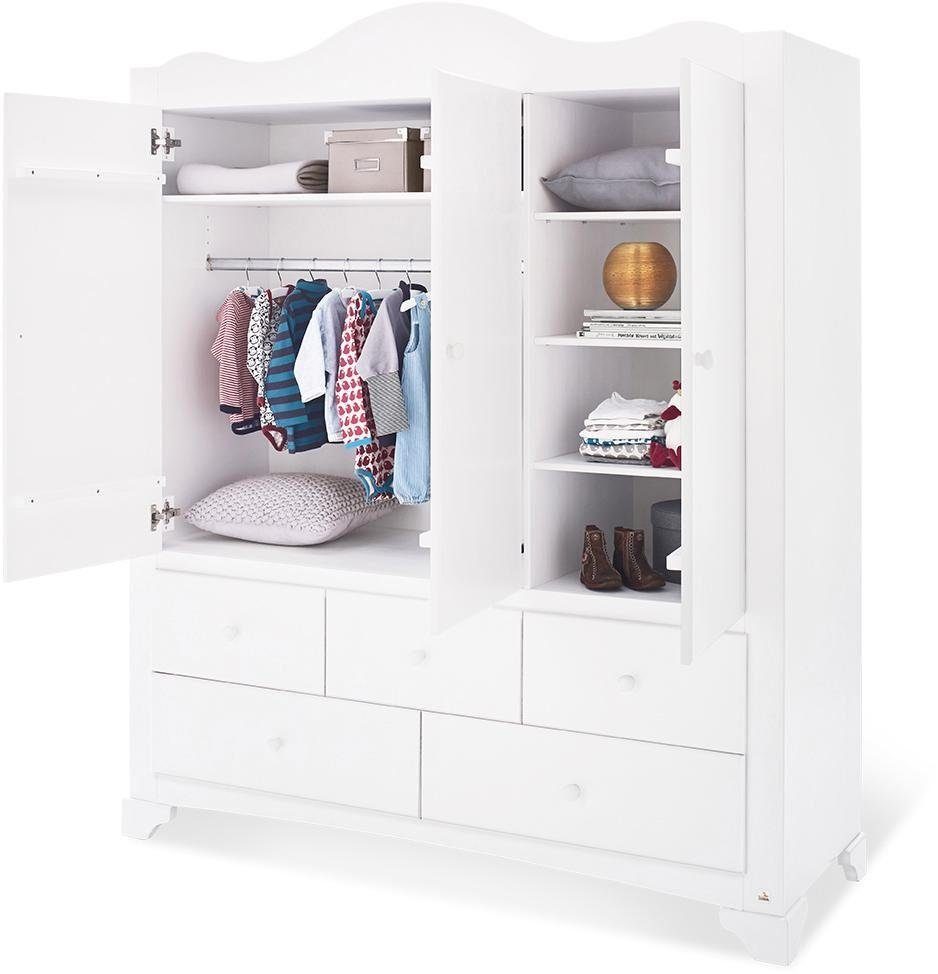 Pinolino® Babyzimmer-Komplettset Pino, (Set, 3-St., Kinderbett, Wickelkommode, Kleiderschrank), extrabreit groß mit 3 Türen; Made in Europe