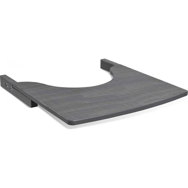 Chaise haute avec attache bébé et plateau gris