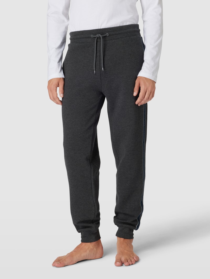 Sweatpants mit Kontraststreifen Modell 'ESTABLISHED' in mittelgrau meliert