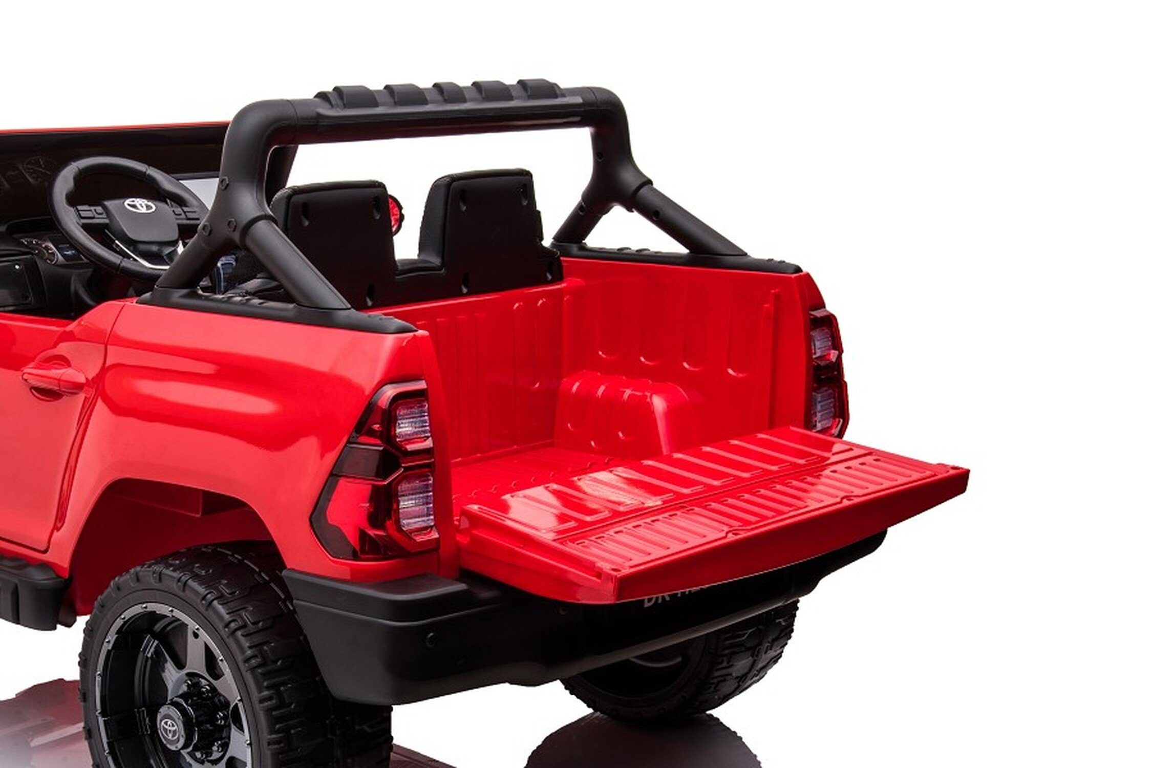 TPFLiving electric children's car Toyota Hilux - motor: 4 x 12V - battery: 1 x 12 Volt/14Ah, load capacity 40 kg, children's car - electric car with leather seat and seat belt