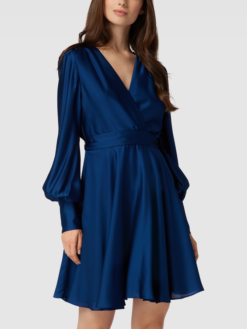 Cocktailkleid in Wickel-Optik in blau
