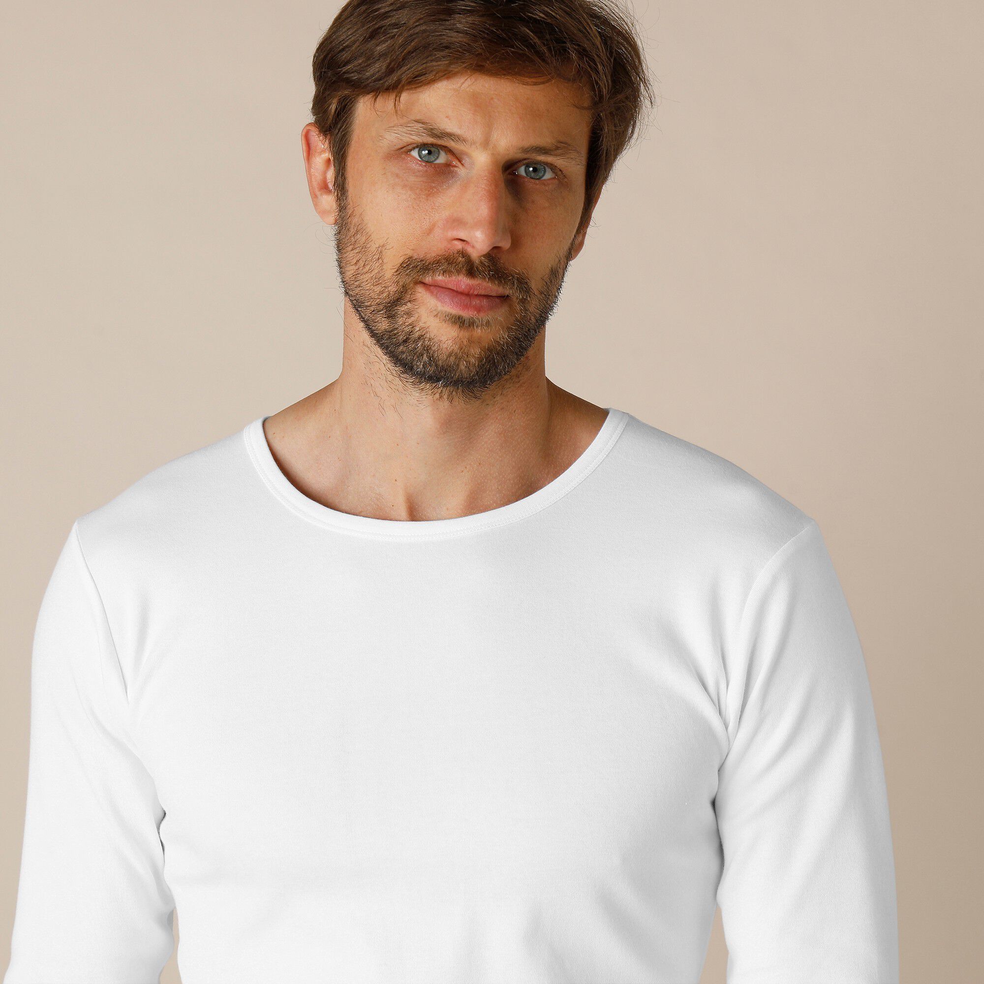 Tee-shirt sous-vêtement homme col rond manches longues dos long coton