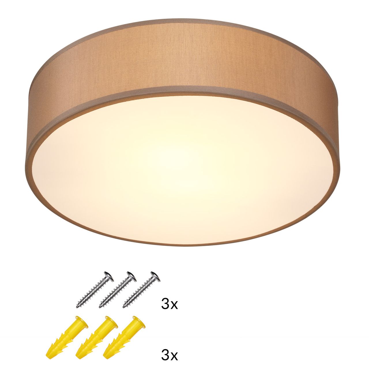 Casaria monzana® Deckenlampe Taupe Stoff Ø38cm