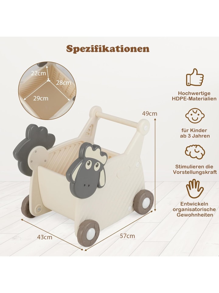 COSTWAY Lauflernwagen mit 18 L Stauraum in Beige günstig kaufen onesize