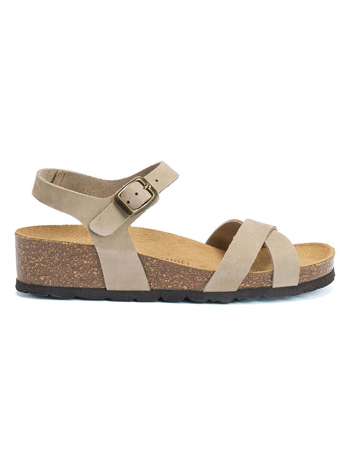 Mandel Leder-Sandalen in Taupe günstig kaufen