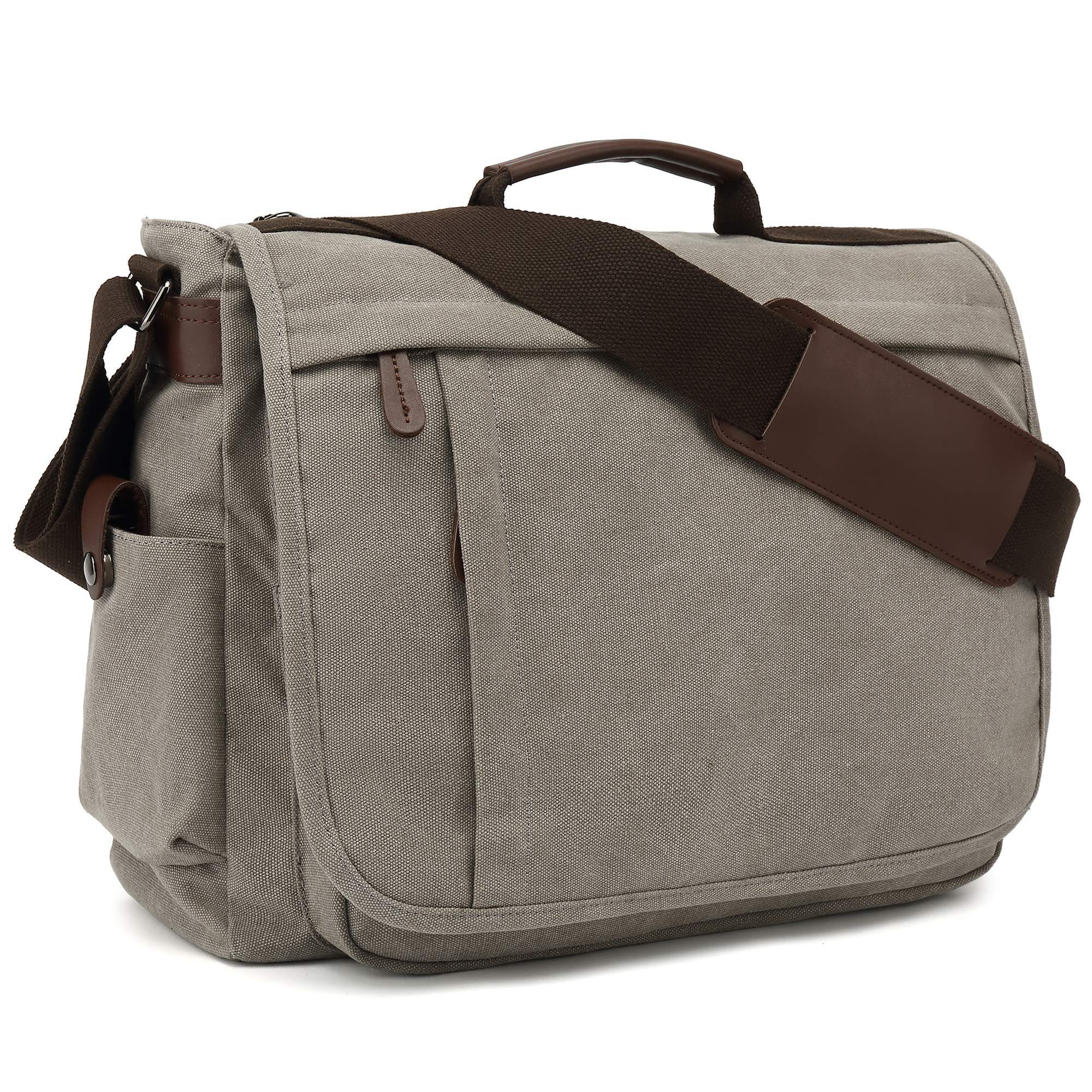 TAN.TOMI Aktentasche Umhängetaschen Herren aus Canvas Schultasche, Aktentasche groß (Schultertasche für Herren), Verstellbarer Schultergurt,Canvas Schultasche