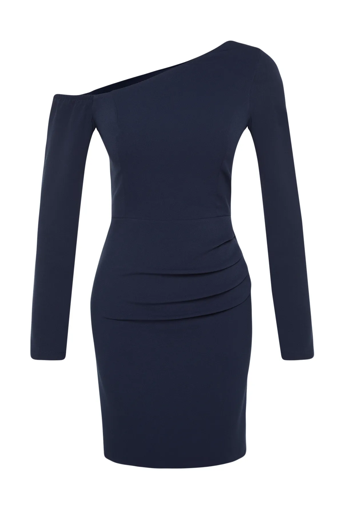 Trendyol Collection  Marineblaues, tailliertes, drapiertes, elegantes Abendkleid TPRAW24EL00083