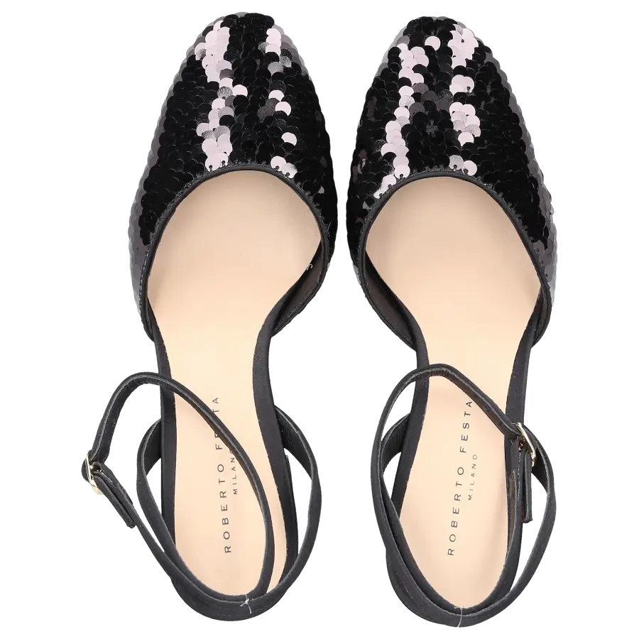 Roberto Festa - Slingpumps LUREX Pailletten Seide - schwarz