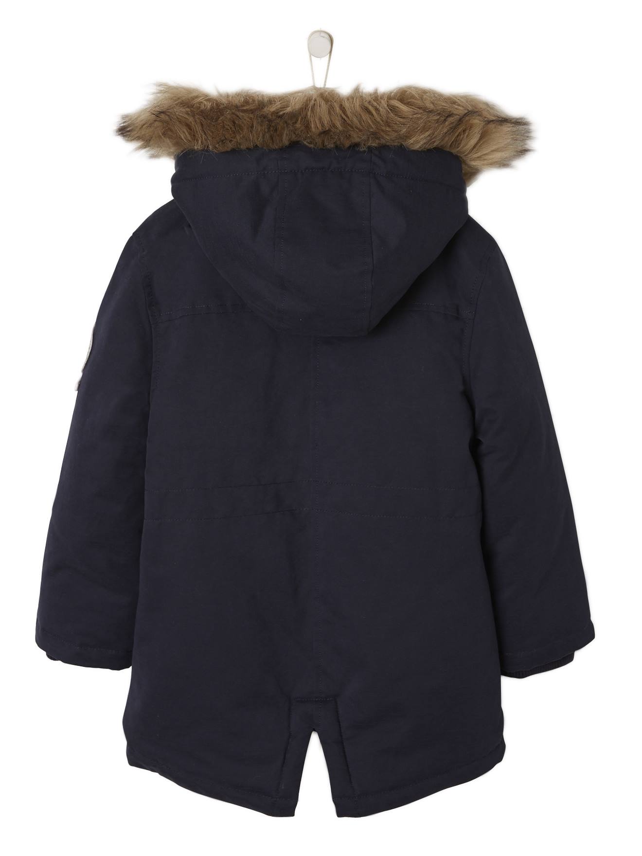 Parka garçon doublée peluche encre