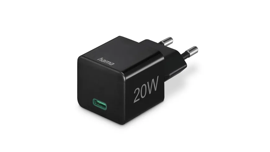 Hama Schnellladegerät, USB-C, PD/Qualcomm®, Mini-Ladegerät, 20 W, Schwarz
