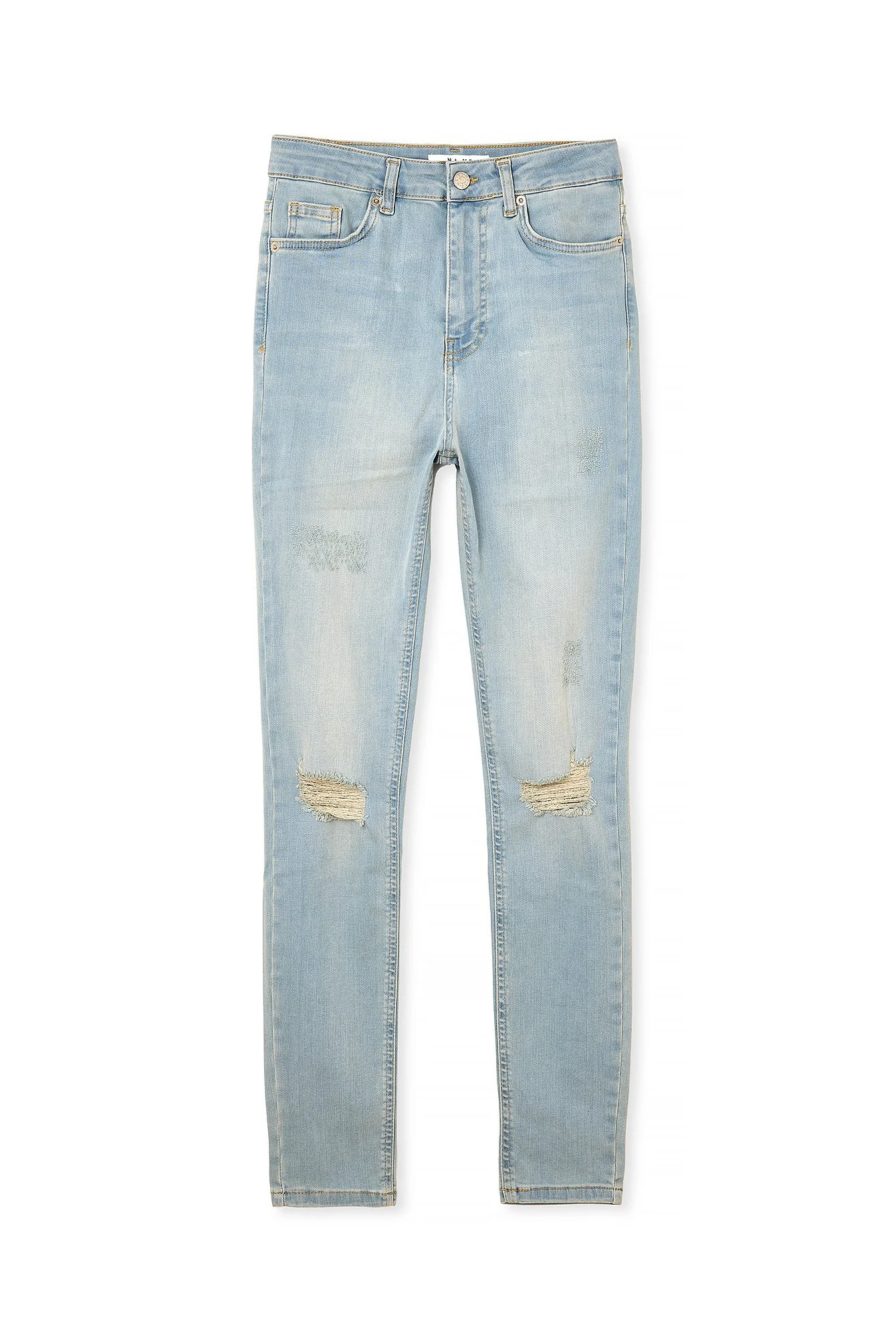 Skinny Jeans mit hoher Taille Used-Look