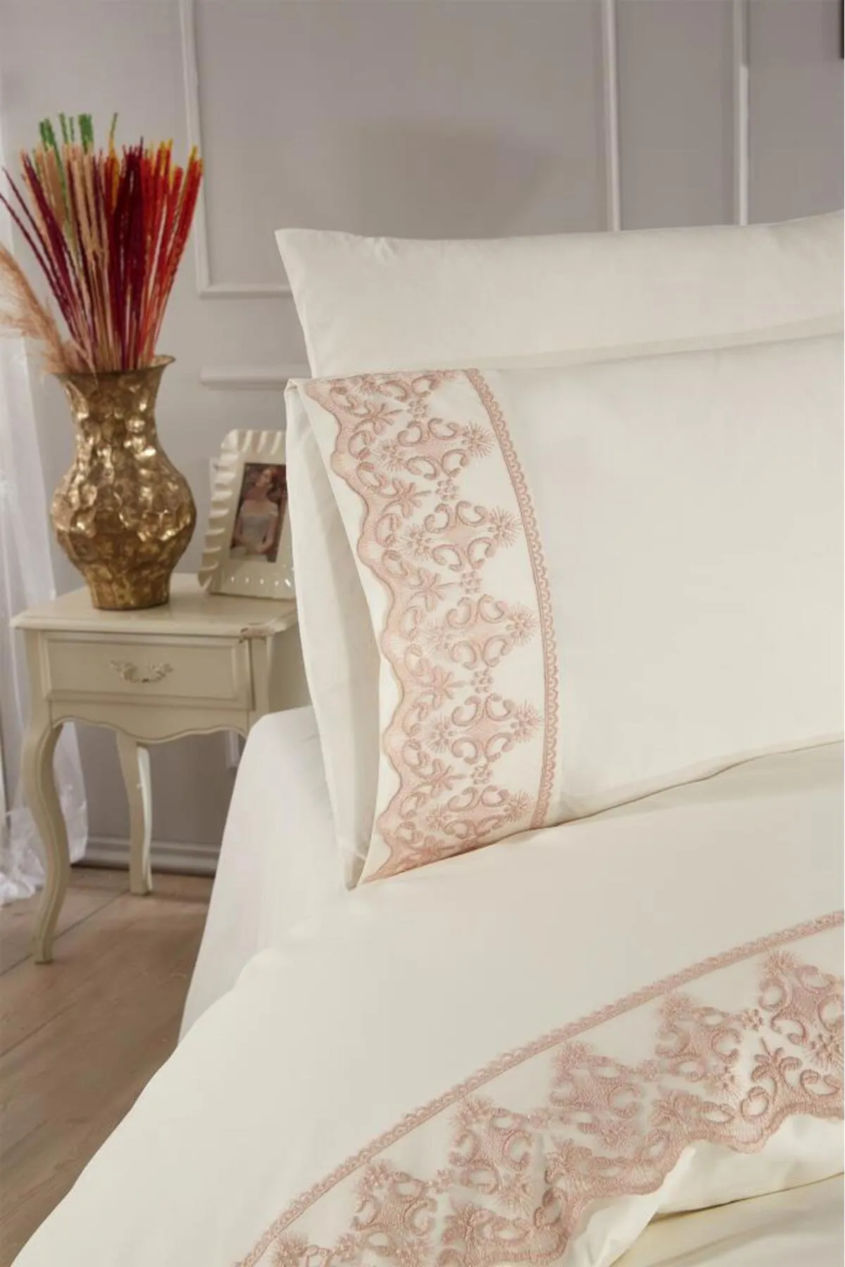 Çeyiz Diyarı  Bettwäsche Doppelbett - Beige - Gestreift