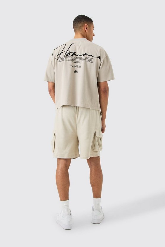 Oversize Man Jersey-Shorts mit Cargo-Tasche