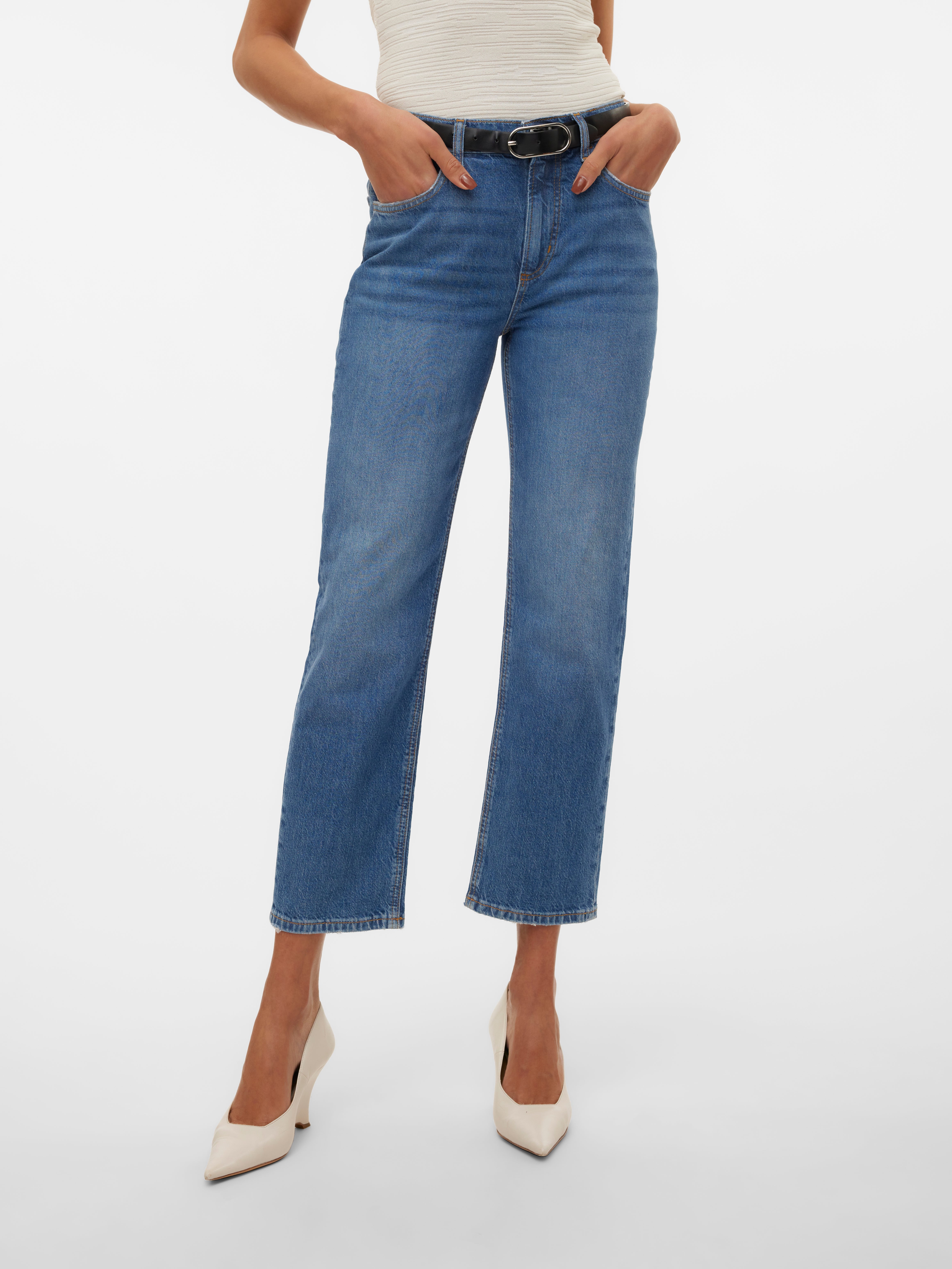 VMELIA Hohe Taille Gerade geschnitten Jeans