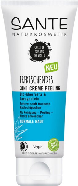Sante Erfrischendes 3in1 Creme Peeling Bio-Aloe Vera & Lavagestein Gesichtspeeling