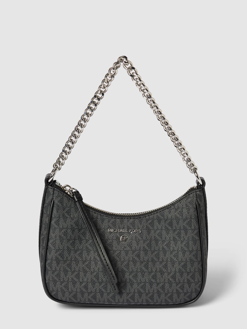 Handtasche mit Allover-Label-Print Modell 'JET SET' in black