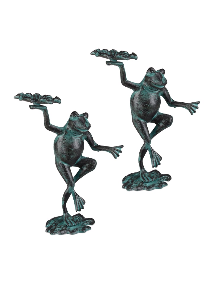 relaxdays 2 x Gartenfigur Frosch in Grün günstig kaufen onesize