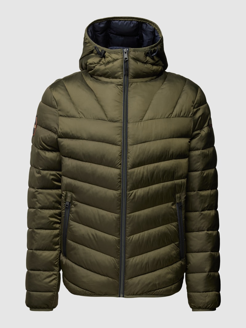 Steppjacke mit Kapuze Modell 'AERONS' in olivgrün