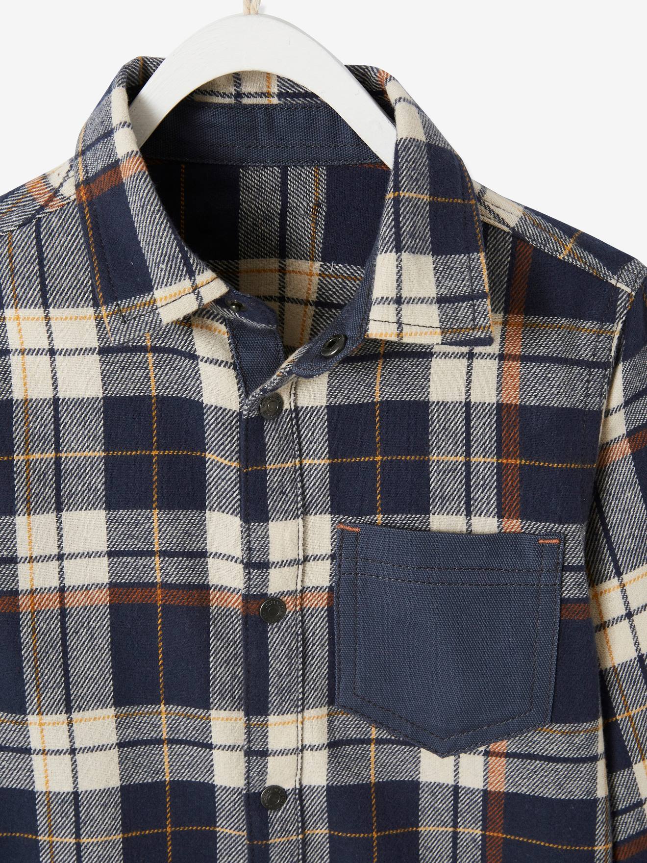 Chemise à carreaux esprit flanelle garçon carreaux vert fonce