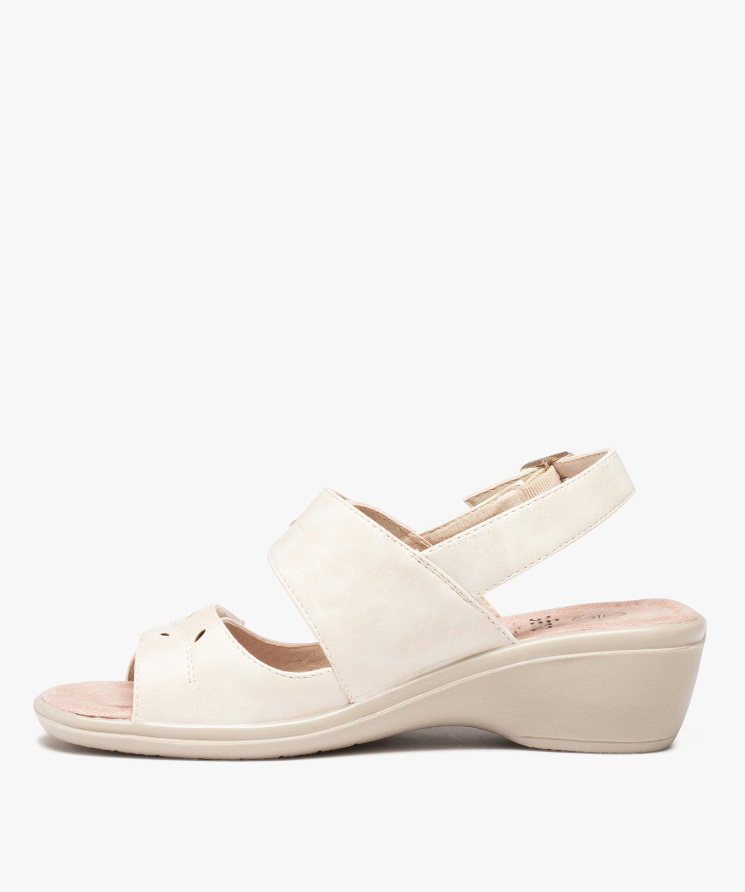 Sandales femme confort à talon et brides scratch noir | GEMO