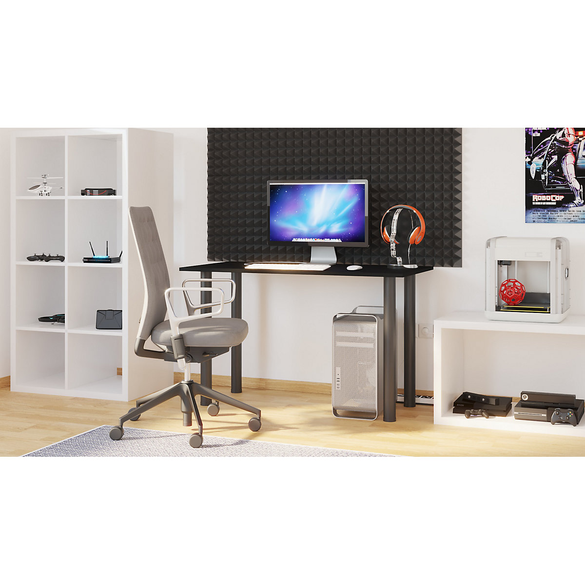 Gaming Schreibtisch mit Kabeldurchführung onesize