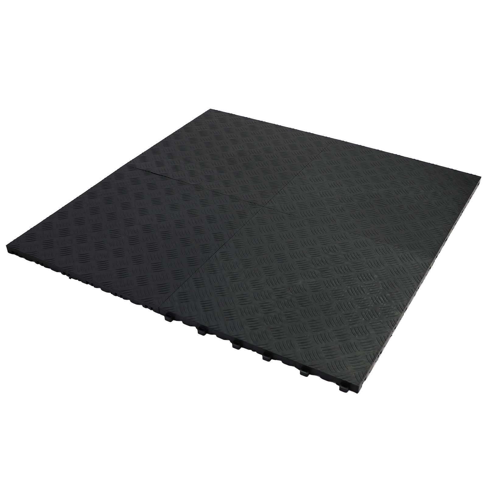 RAMROXX Bodenfliese Klickfliesen Riffelblech Look Boden für Showroom Floor Garage Schwarz, schwarz