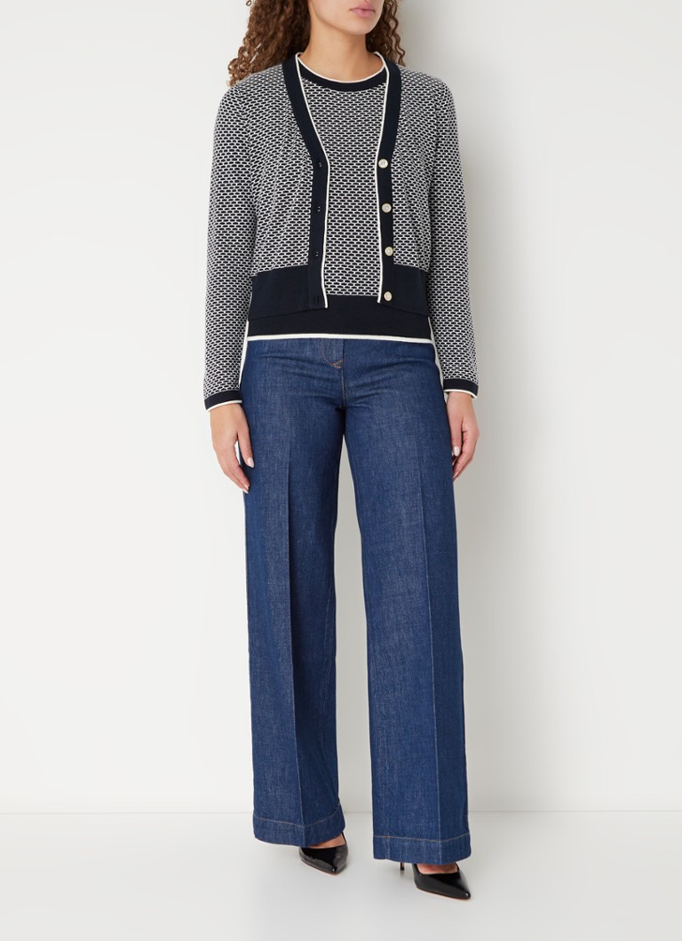Cardigan LKBennett Honey din amestec fin de lână merinos cu model tricotat