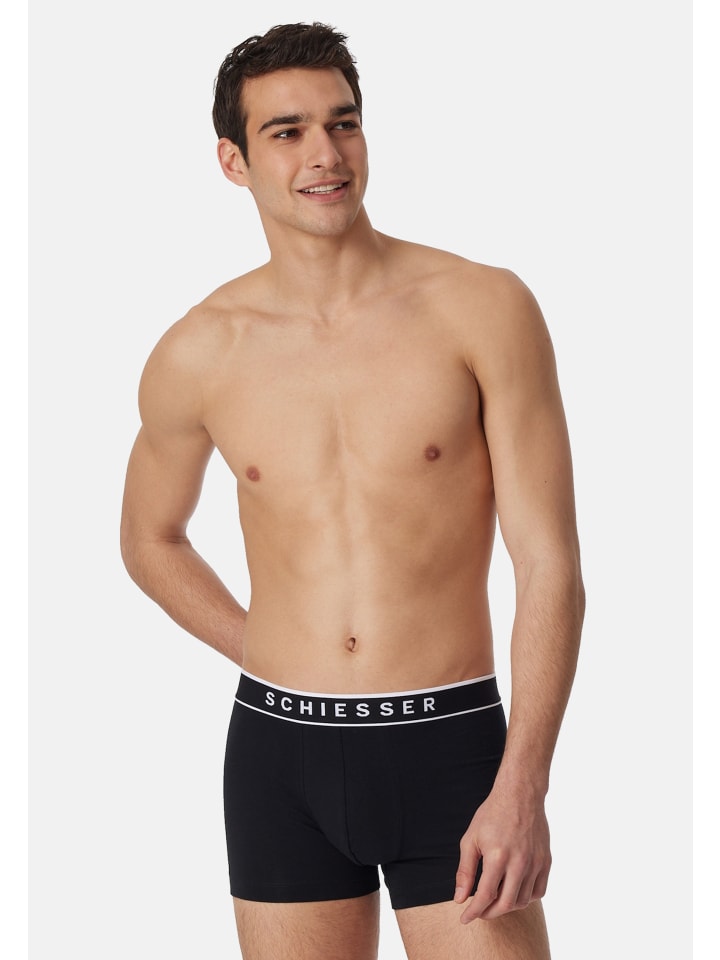Schiesser Trunks 3er Pack in schwarz günstig kaufen
