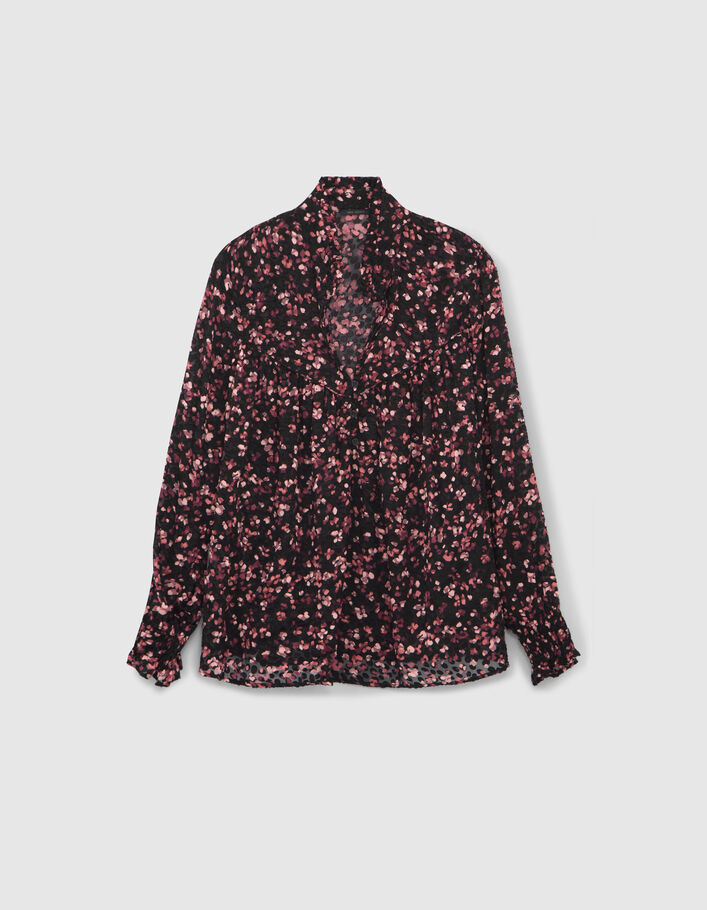 Blouse noire imprimé pink velvet dévoré Femme