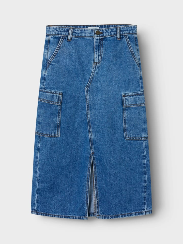 name it Jeansrock lang NKFMARIA DNM LONG CARGO SKIRT in medium blue denim günstig kaufen 146