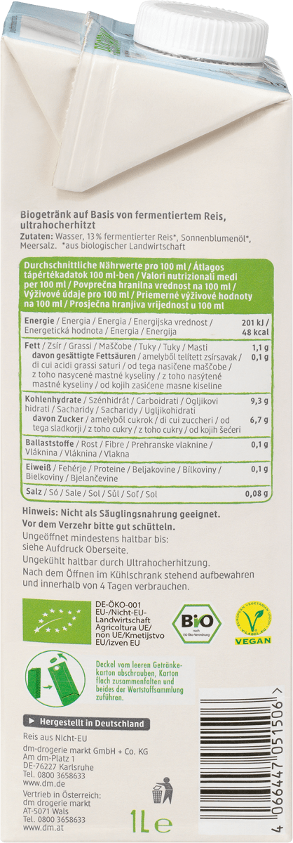 Pflanzendrink, Reis natur, 1 l