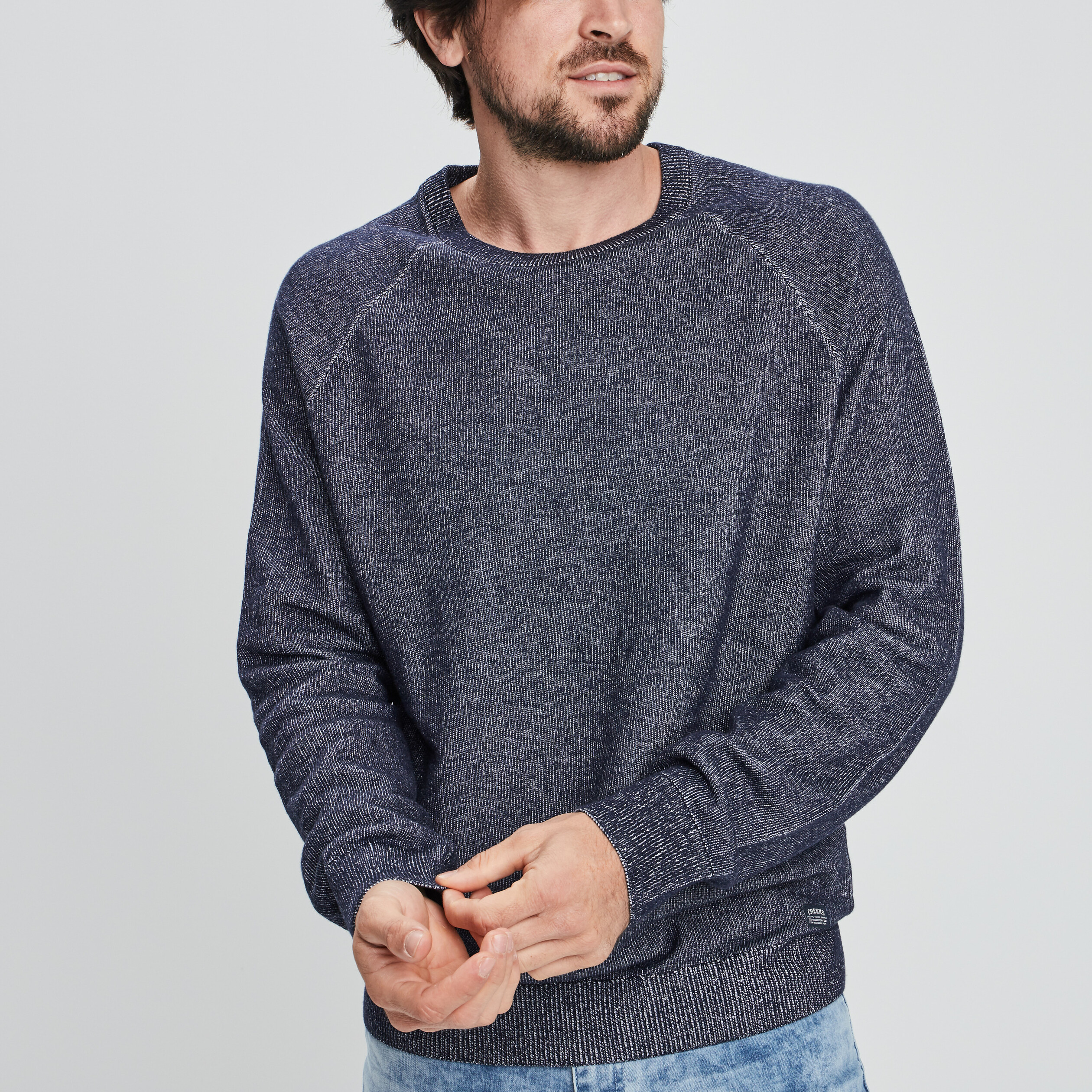 Sweat col rond Creeks bleu homme | La Halle